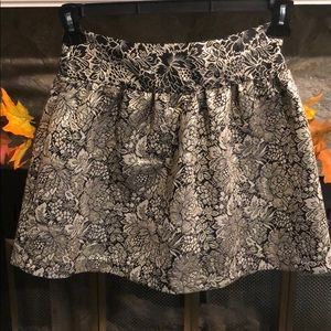 Gold and black printed flowy skirt
